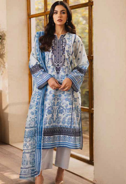 UNSTICHED EMBROIDERED LAWN ZEN BY FREESIA