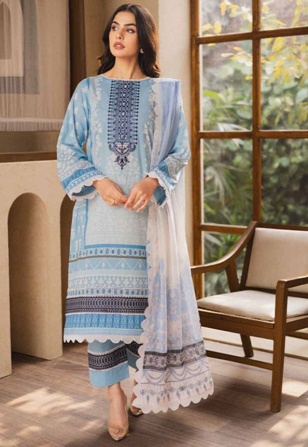 UNSTICHED EMBROIDERED LAWN ZEN BY FREESIA