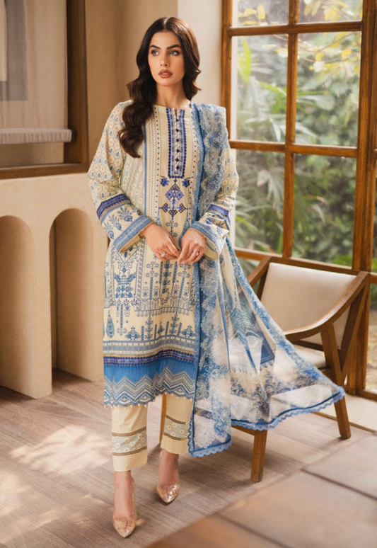 UNSTICHED EMBROIDERED LAWN ZEN BY FREESIA