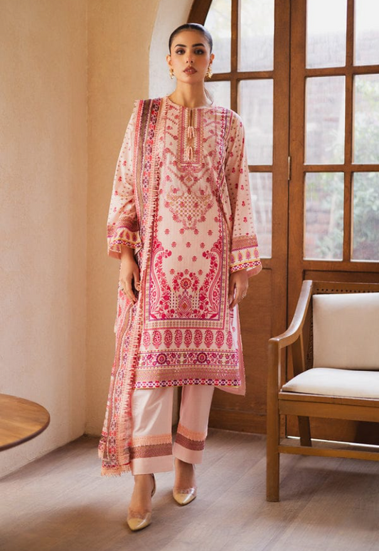 UNSTICHED EMBROIDERED LAWN ZEN BY FREESIA