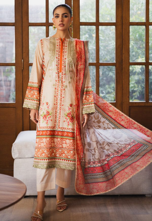 UNSTICHED EMBROIDERED LAWN ZEN BY FREESIA